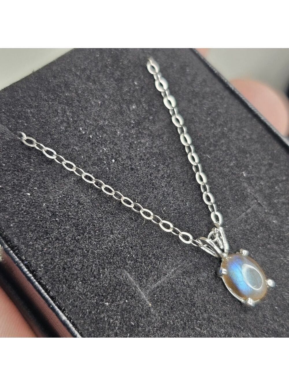 Sterling Silver 925 Necklace With Gemstone Pendant Set In Sterling